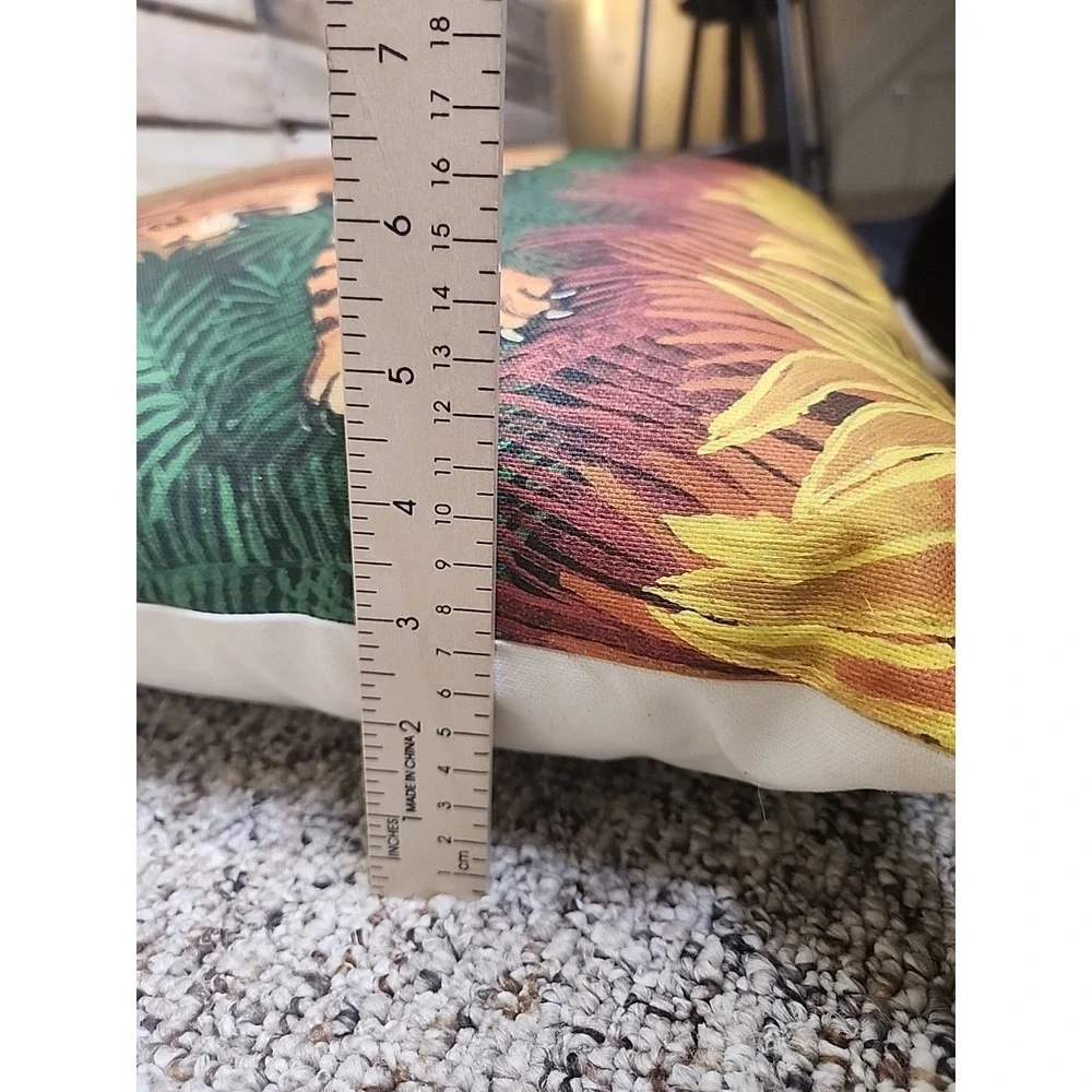 Vintage Hand Painted Tiger Pillow 19x16x4